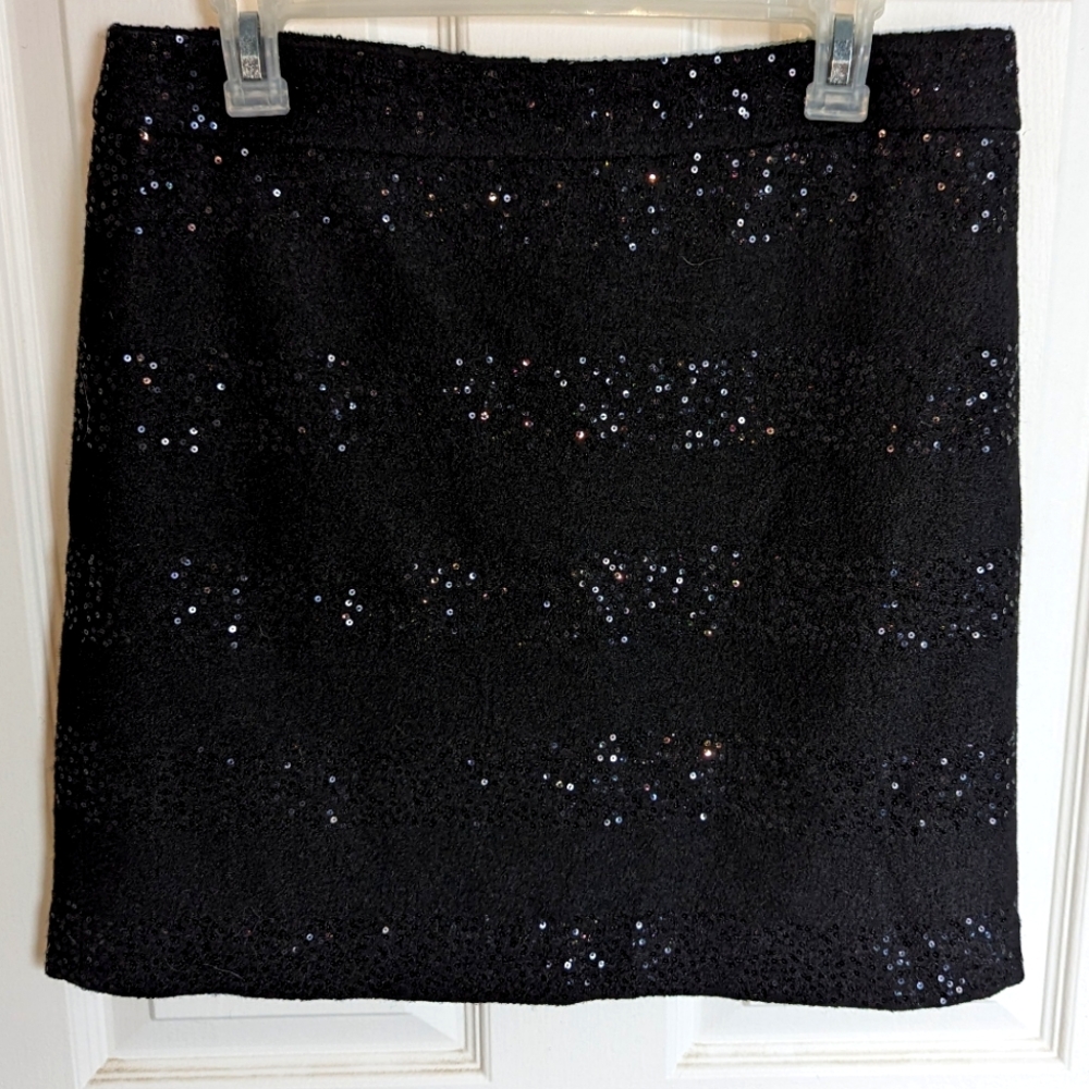Loft Black Sequin Skirt. Sz 8